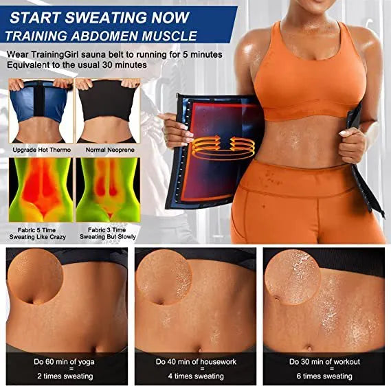 Adjustable neoprene belly band for abdominal support shown in blue and silver colours.