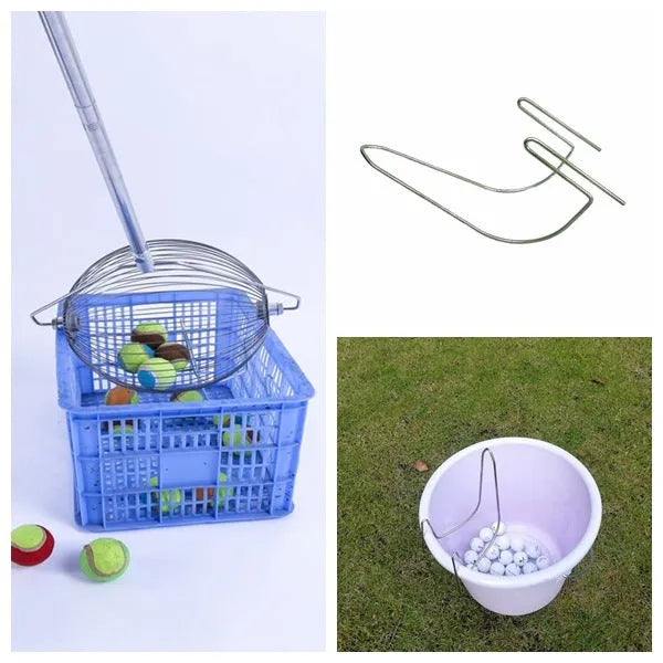 Stainless steel golf ball picker with metallic finish for retrieving practice balls