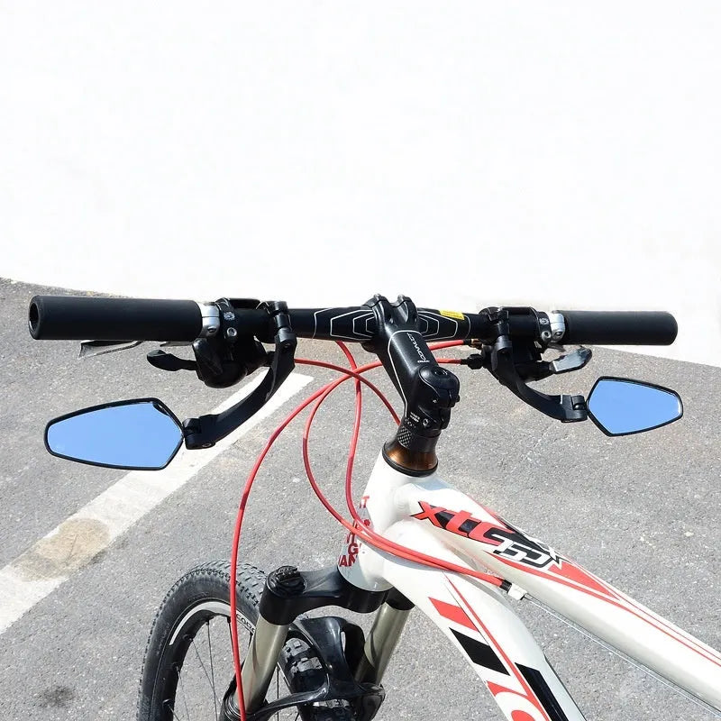 Black PMMA acrylic bicycle rearview mirror measuring 210mm by 102.5mm for left, right or pair installation