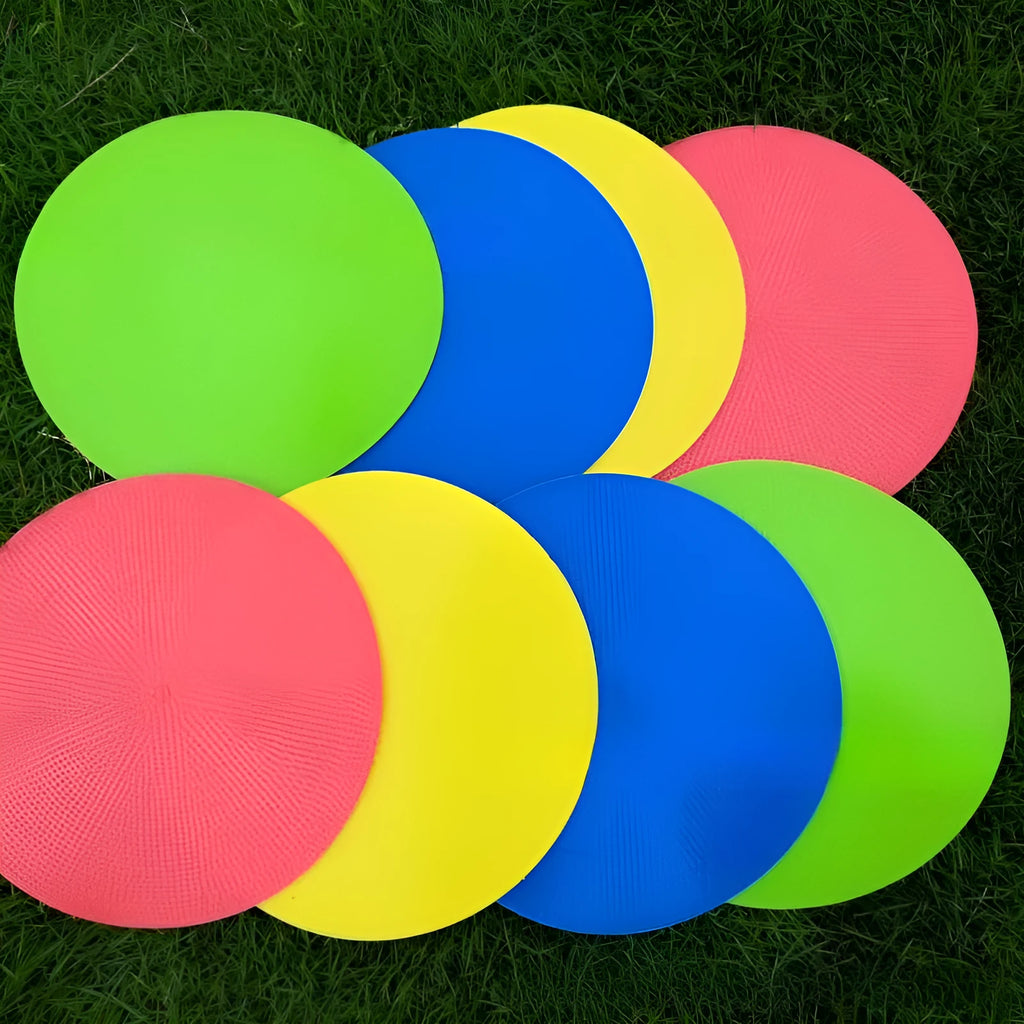 TPE football training marker disc in multiple colours showing 23cm diameter sports landmark pad