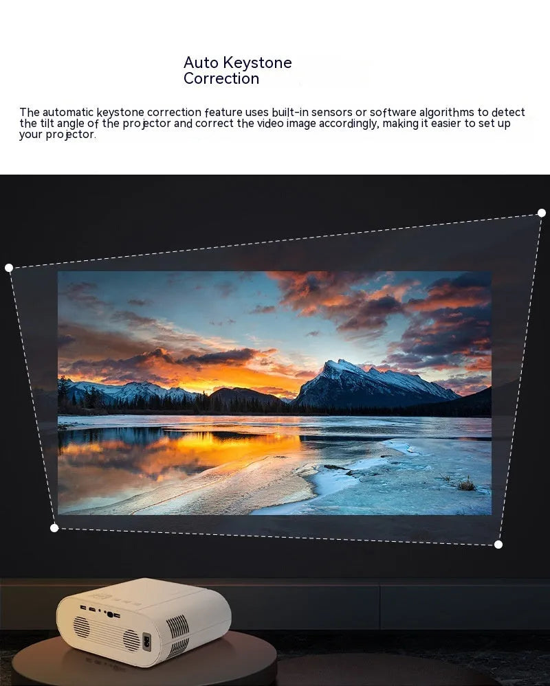 White T07 Full HD Smart Projector with remote control on stand