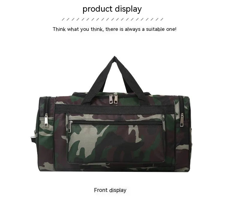 Camouflage waterproof luggage bag with 20L capacity and striped lining for leisure travel