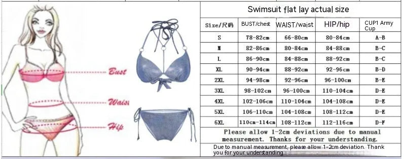 Blue women's split bikini swimsuit with printed pattern and matching briefs