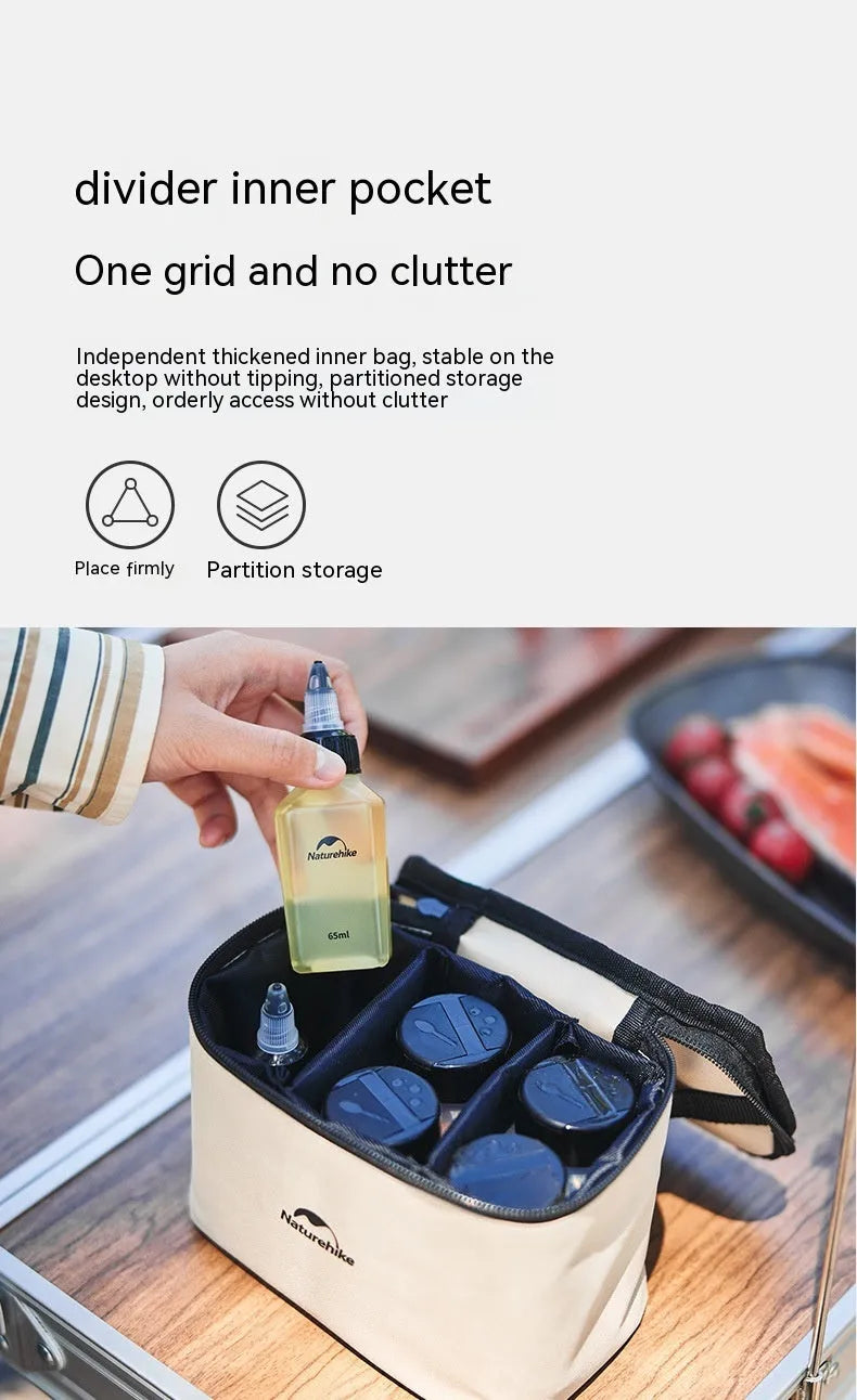 Naturehike portable six-piece plastic seasoning bottle set for outdoor picnics and camping.