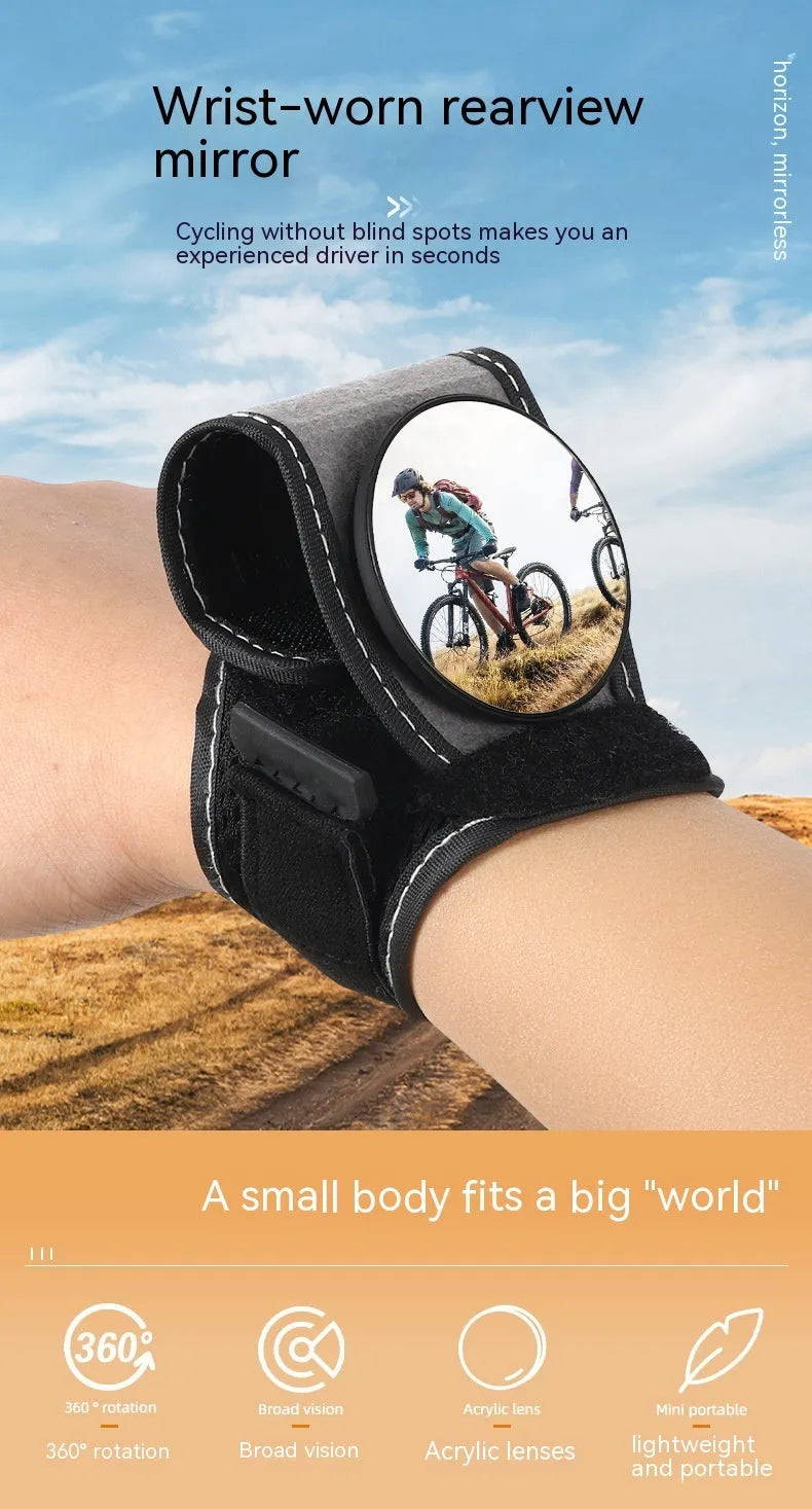 Black nylon bicycle handlebar rear-view mirror with adjustable clamp mechanism