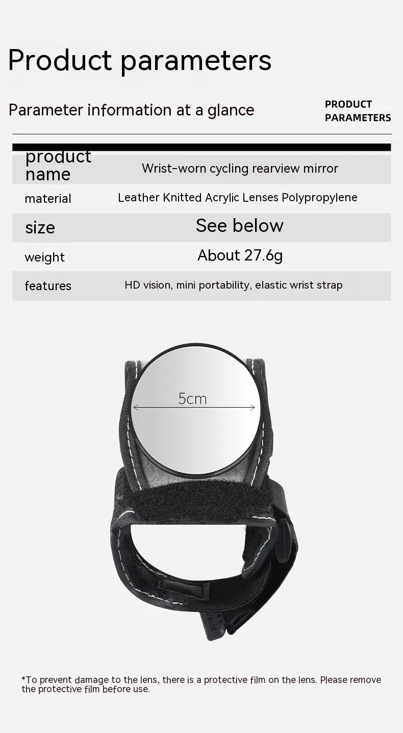 Black nylon bicycle handlebar rear-view mirror with adjustable clamp mechanism