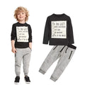 Boys cotton casual clothing set with long sleeves and letter pattern design