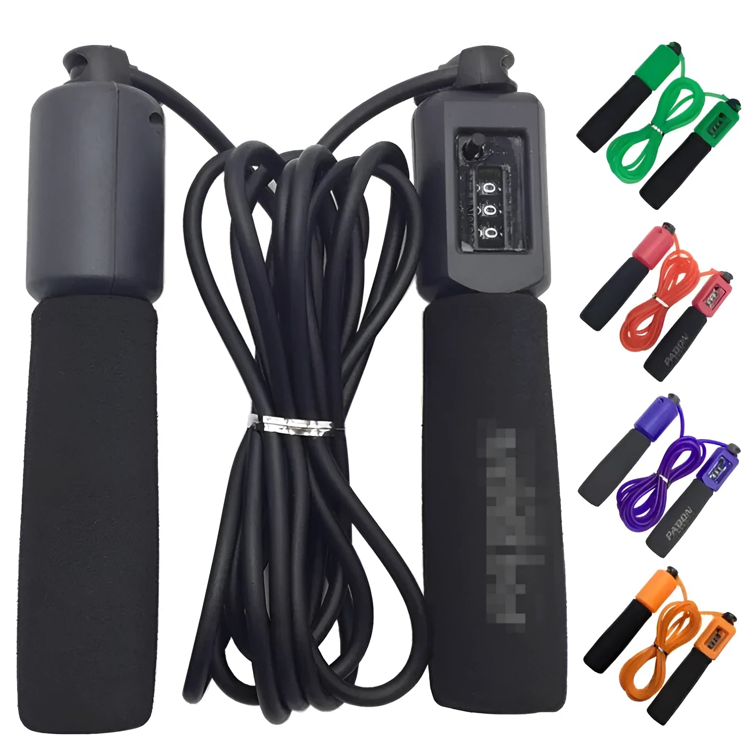 Fitness skipping rope with PS handles, sponge grip, and 3 metre PP cord in multiple colour options