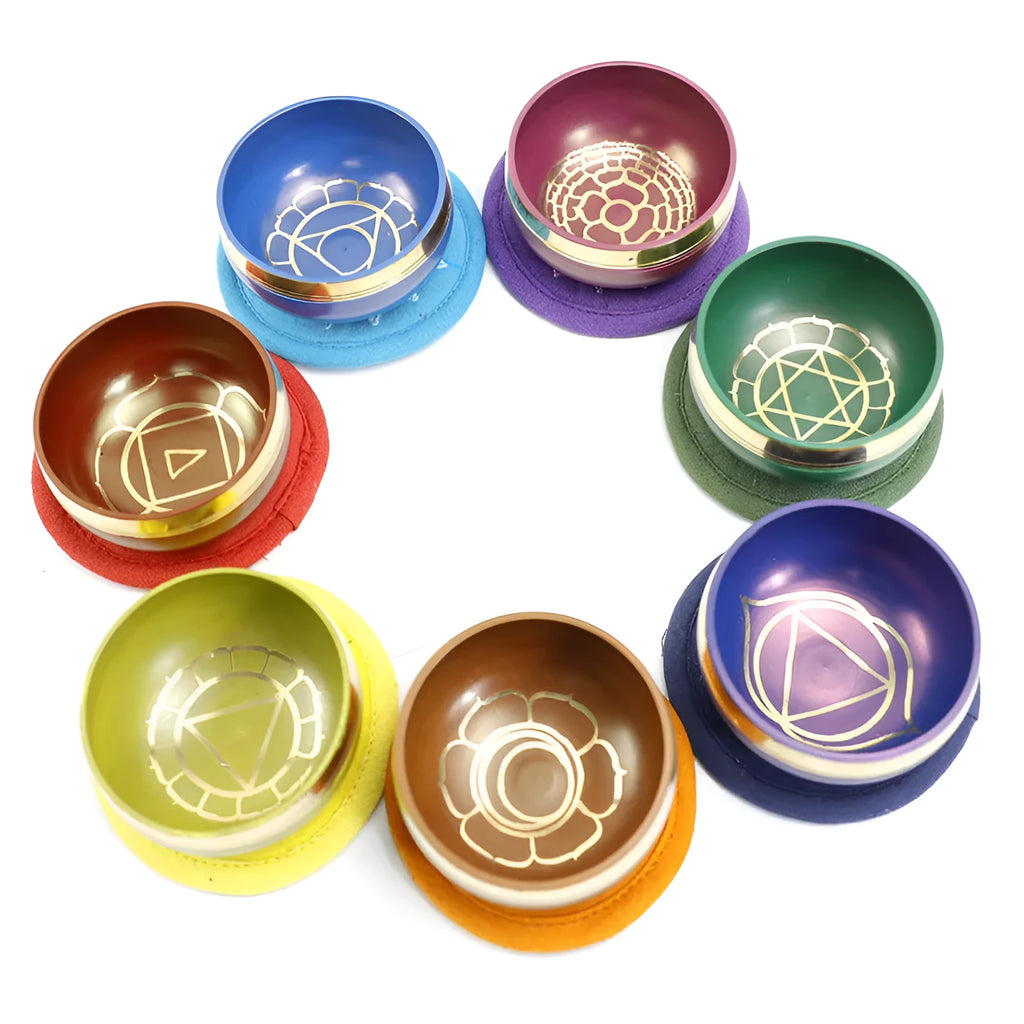 Handmade colourful Himalaya singing bowl percussion instrument for yoga meditation
