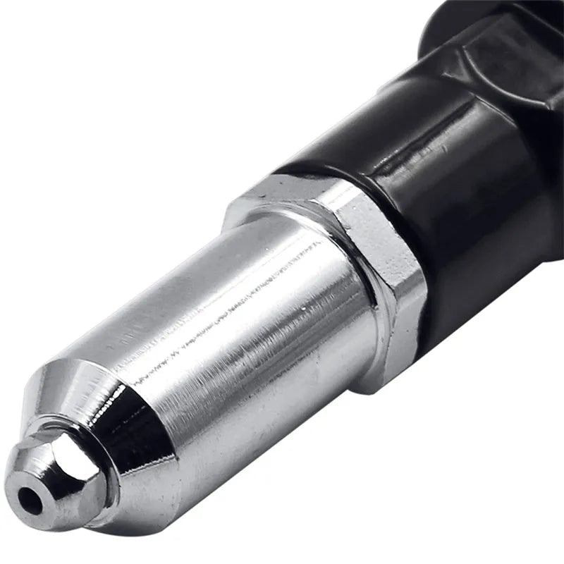Black metal electric drill rivet gun with 173mm length and alloy steel forged pipe head