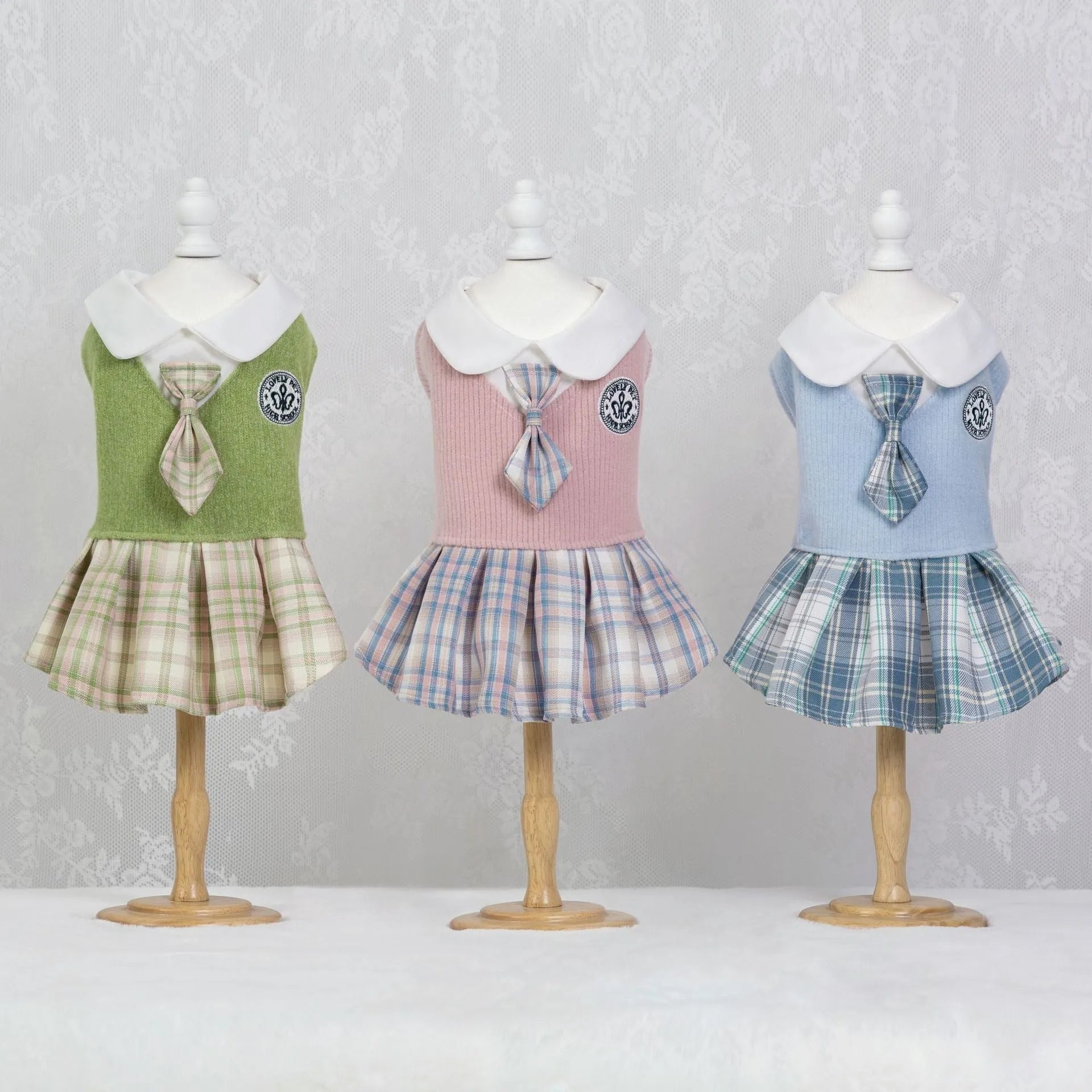 Polyester tartan skirt for pet dogs and cats in princess style