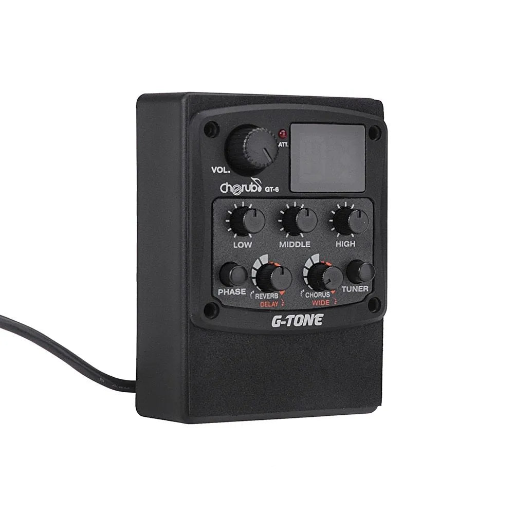 Cherub GT-6 black acoustic guitar EQ equaliser and piezo pickup system with control knobs