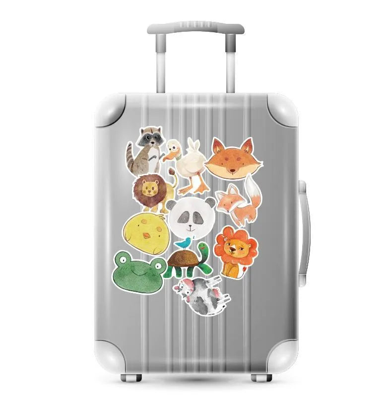 Pack of 36 retro beach themed surfing and travel stickers in sizes from 6cm to 10cm.