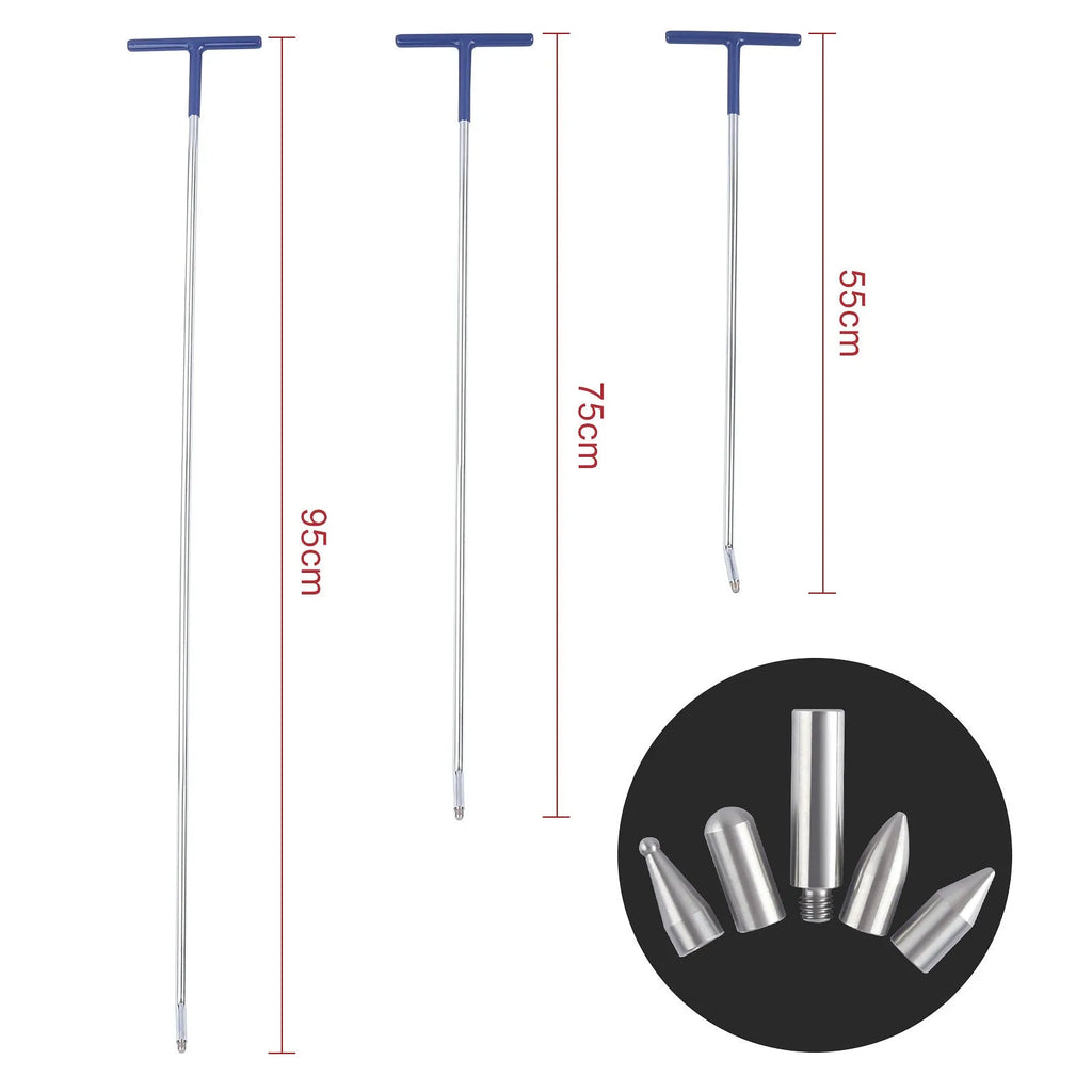 Three-piece car dent repair tool set with alloy steel construction for automotive body panel maintenance