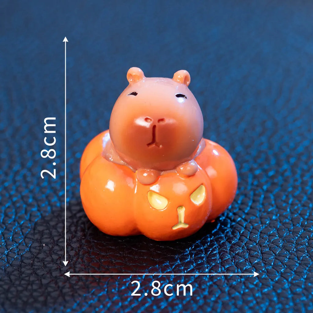 Halloween capybara resin decoration in micro landscape scale with detailed character theme