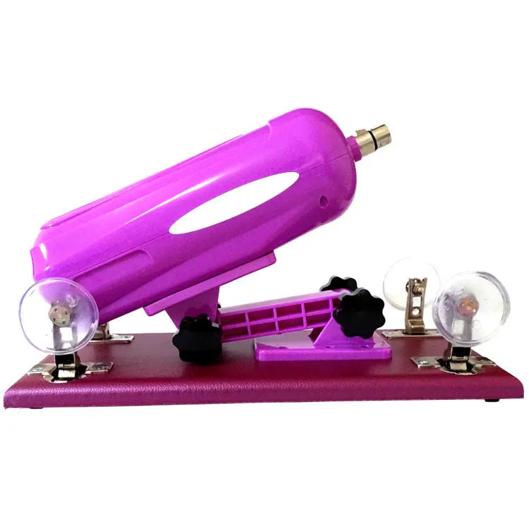 Women's automatic telescopic thrusting sex tool in purple, black, or pink colours measuring 37x15 cm