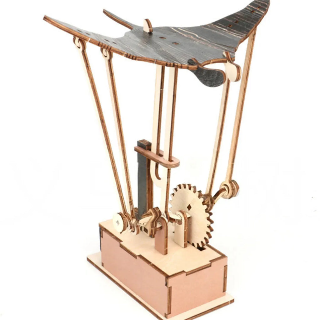 Handmade wooden carved flying manta ray automaton ornament, 26 by 20 centimetres, Korean style decor