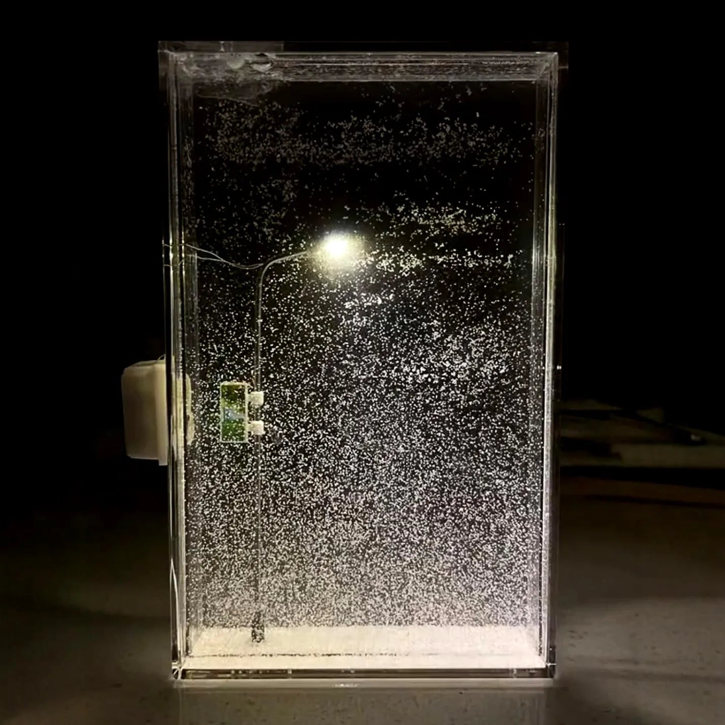 DIY magic snowy landscape night light kit with small street light design and flowing snow LED effects