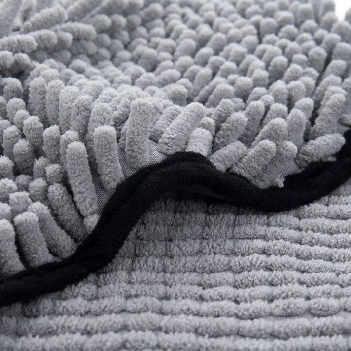 Pet bath robe towel in blue measuring 62 x 23 cm for quick drying after bathing