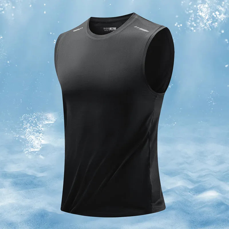 A man's loose-fit sleeveless waistcoat in a solid colour, made from bamboo fibre blend fabric.