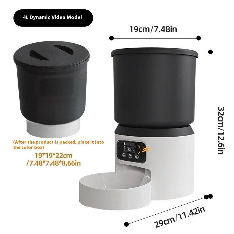 4L smart pet feeder with WiFi remote control and rotatable camera for cats and dogs