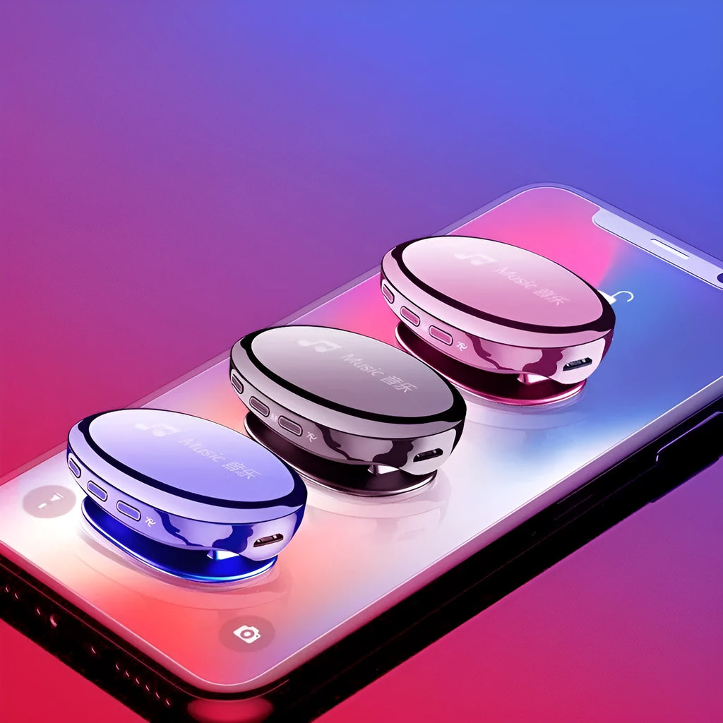Bluetooth MP4 music player in black, blue, or rose gold with OLED screen and push-button controls