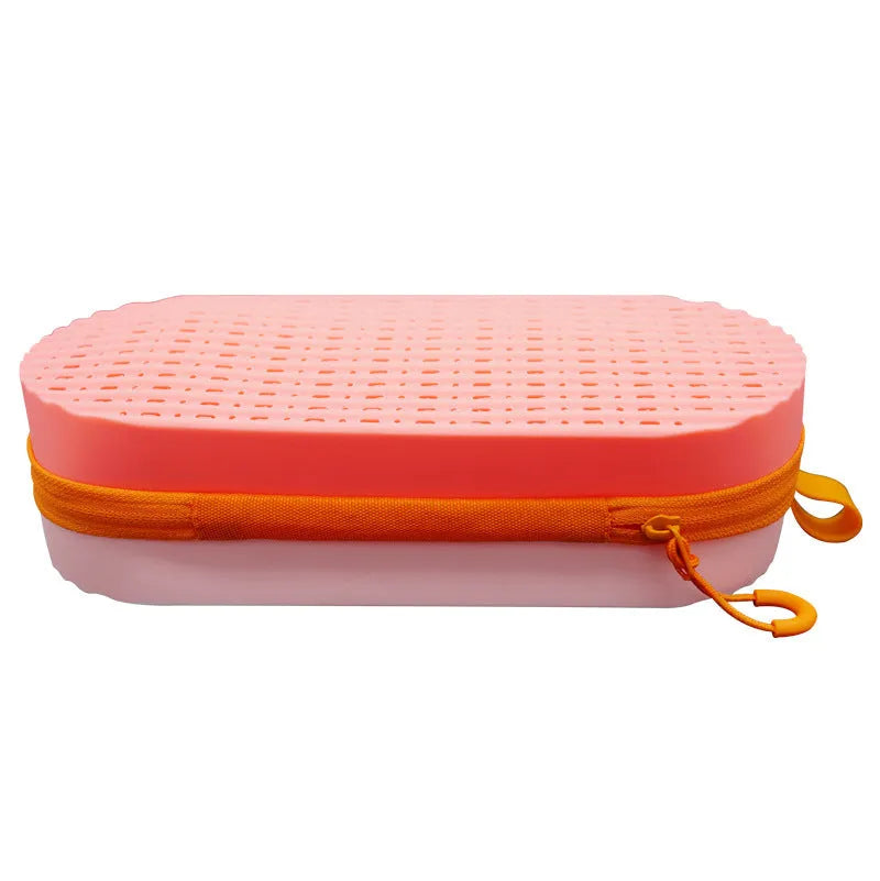 Silicone glasses case in multiple colours showing dimensions of 200mm length, 80mm width, and 50mm depth
