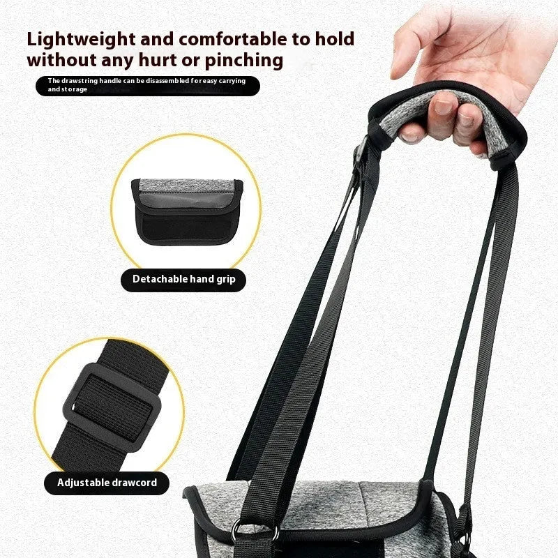 Neoprene dog rear leg recovery belt showing adjustable waist and thigh support for injured dogs