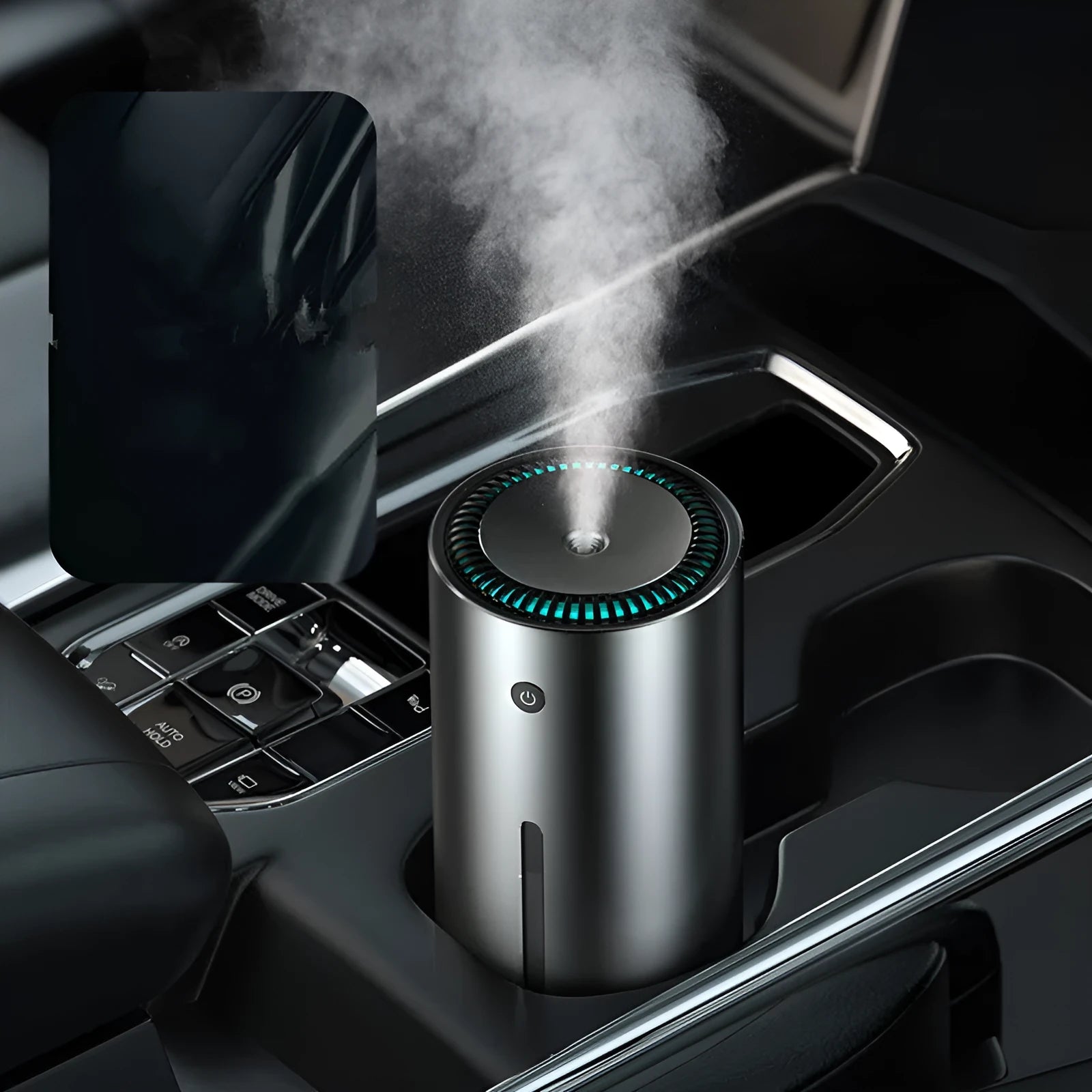 Black aluminium alloy car humidifier diffuser with USB cable for 12V power