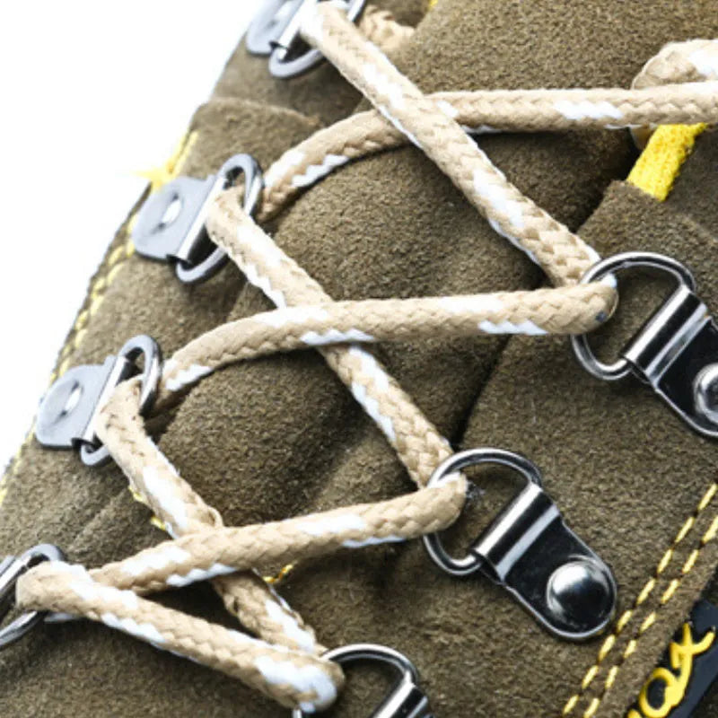 Bronze cow suede steel toe safety boots with anti-skid sole for workplace protection