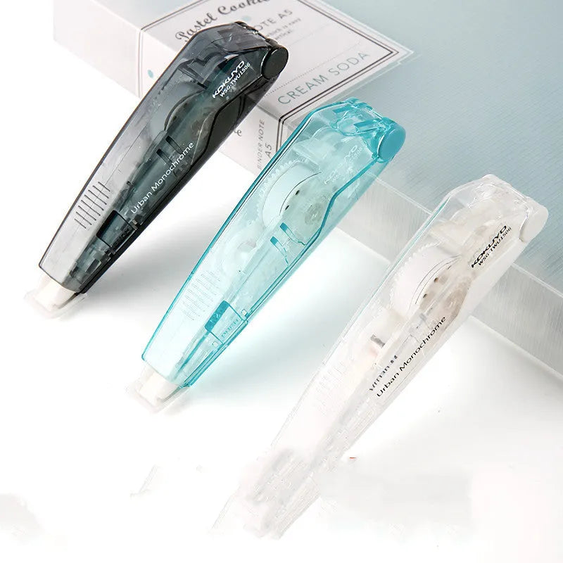 Refill correction tape with transparent cartridge in four colour options for student and office use