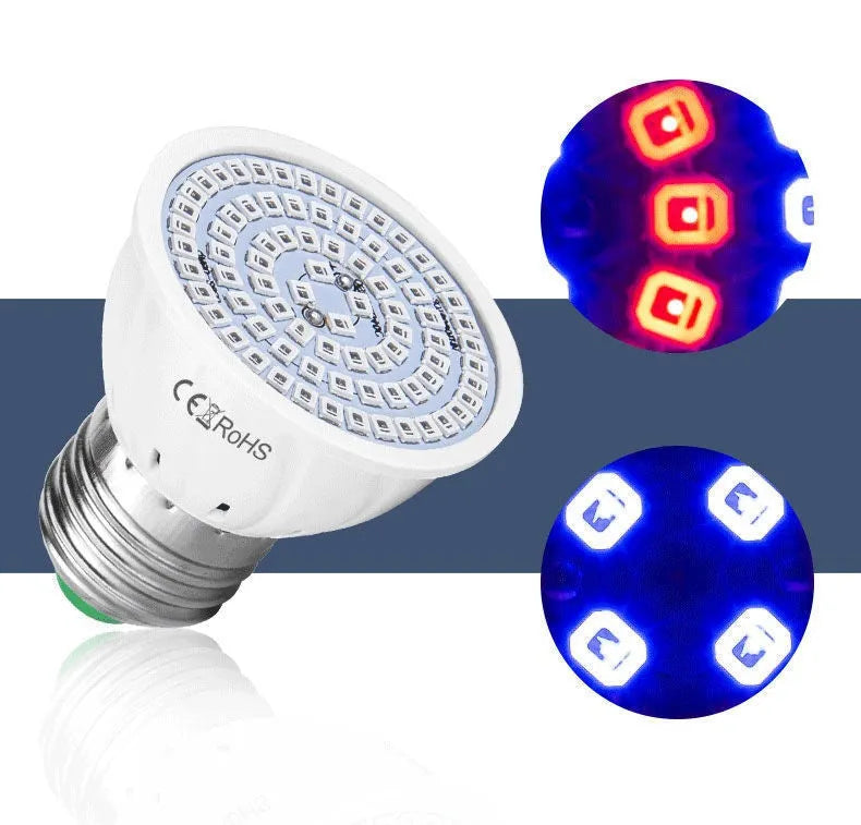 White LED plant growth lamp with 80 beads for indoor plants covering 30-80 cm² area