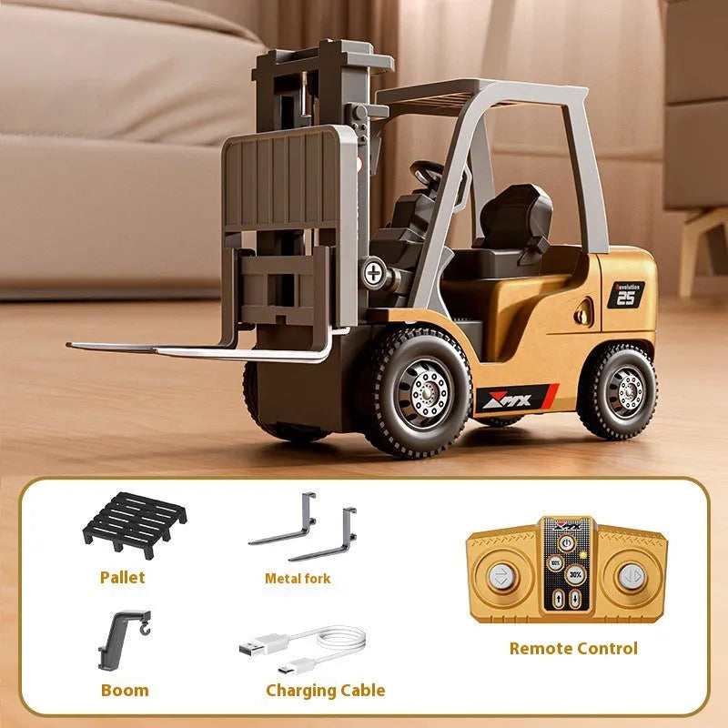 1:64 scale bluetooth mini alloy forklift remote control model toy with cargo accessories
