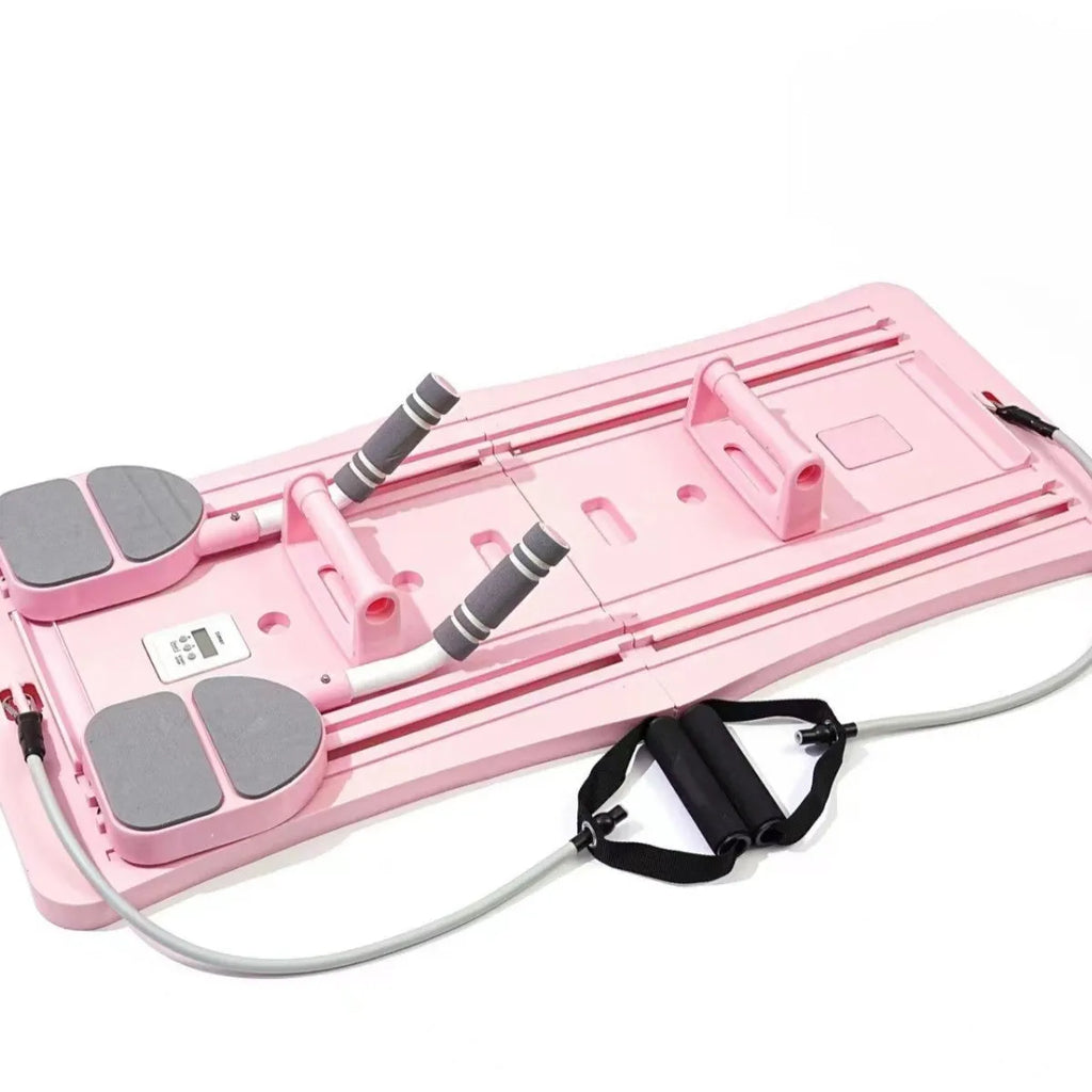 Foldable purple belly panel fitness equipment for core training on wooden floor
