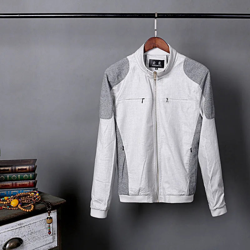 Men's thin blue cotton linen jacket casual regular fit