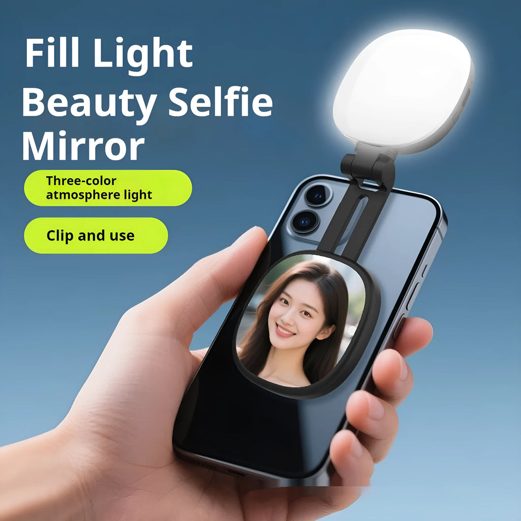 Black and white mobile phone magnetic selfie fill light with three-colour temperature adjustment