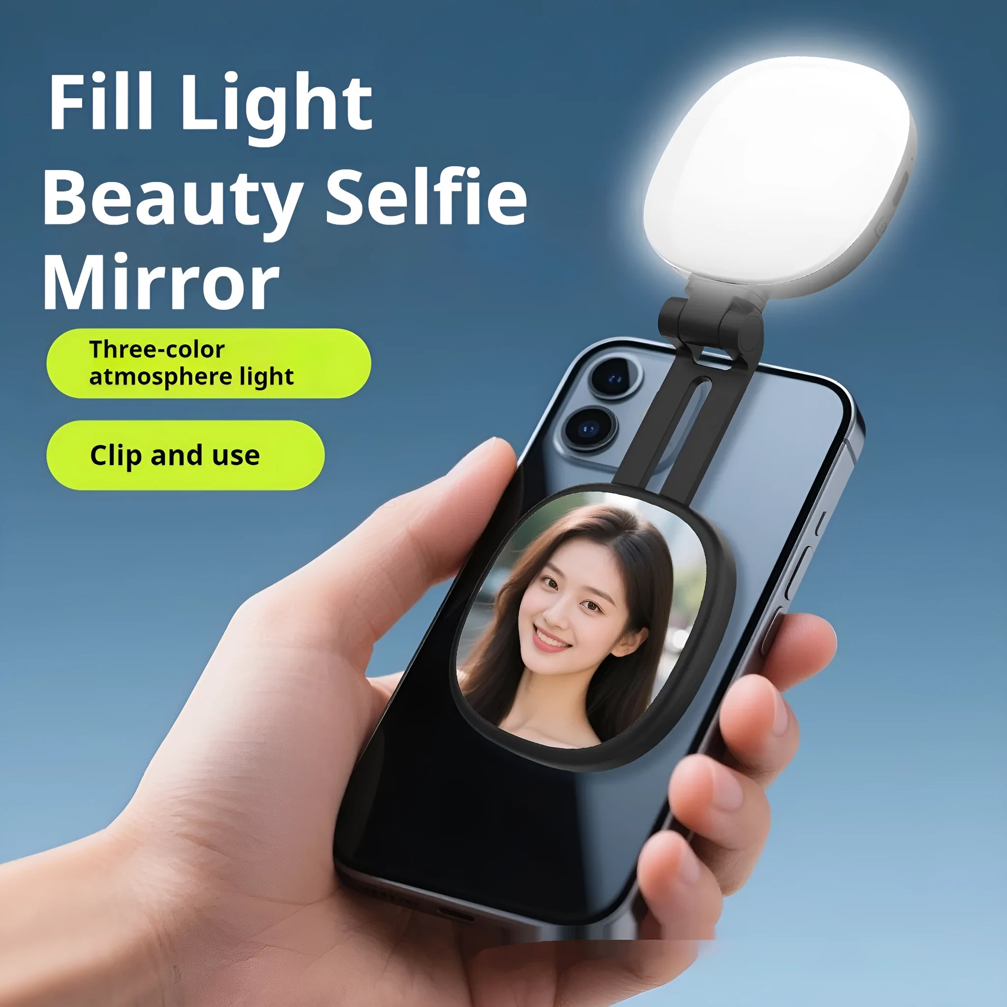 Black and white mobile phone magnetic selfie fill light with three-colour temperature adjustment