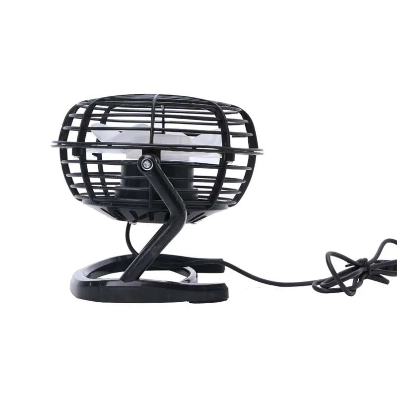 Mini adjustable USB desk fan in black colour with 96mm blades for computer workspace cooling