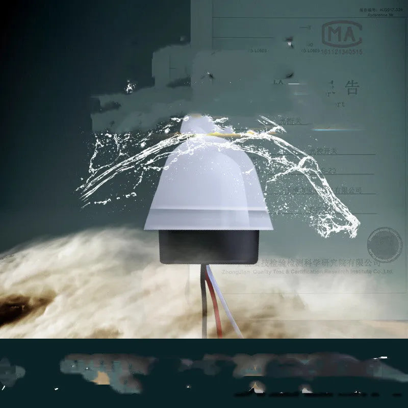 White outdoor automatic street lamp with sensor for garden and pathway lighting