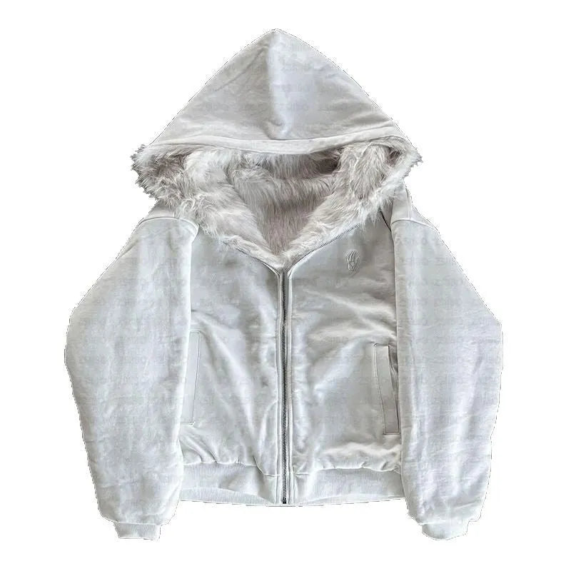 Casual baggy coat in black and white colours with loose cardigan fit and long sleeves