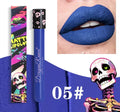 Halloween skull test tube lip gloss with matte gold and silver finish.