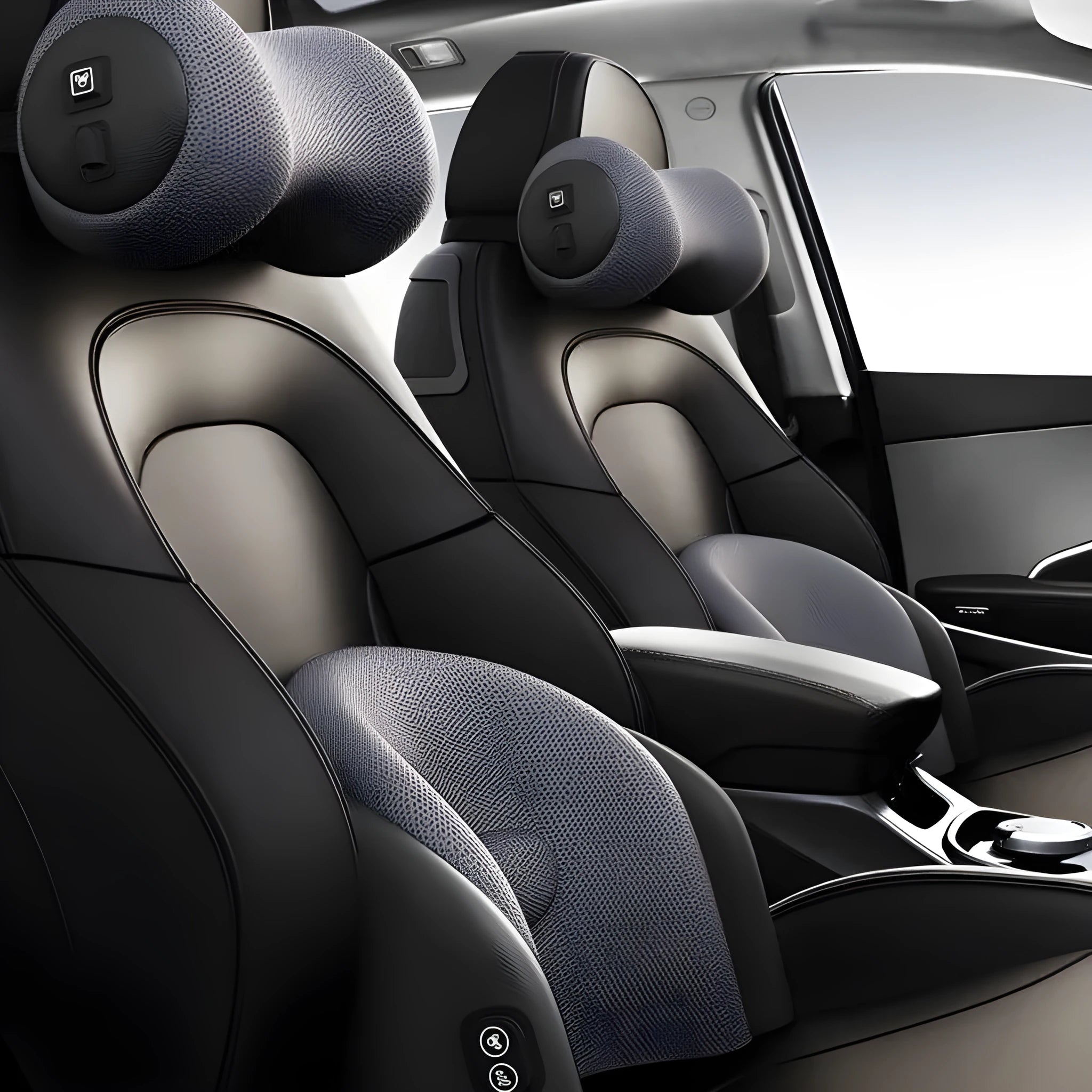 Memory cotton car massage cushion set with electric waist massage and adjustable headrest in three colour options