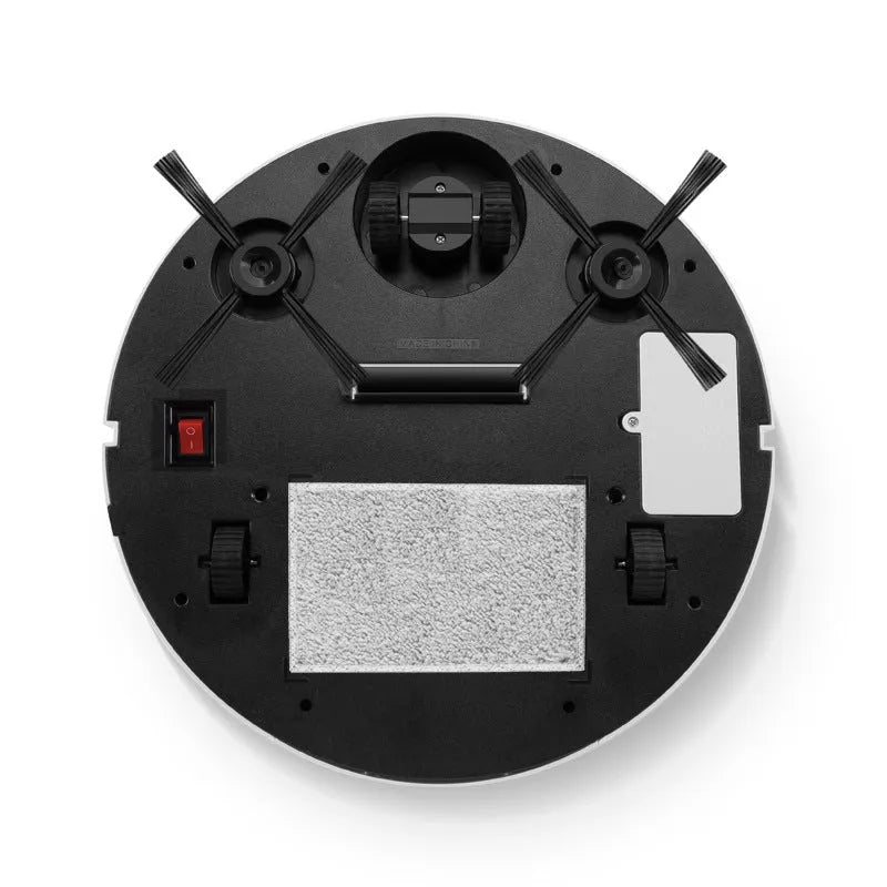 Circular automatic sweeping robot with a low profile for cleaning under furniture.