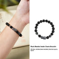 Men's black S925 sterling silver bracelet with 10mm obsidian stone and retro snake design