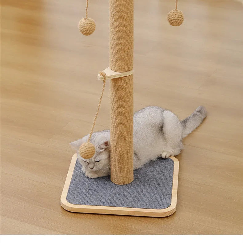 Scratch-resistant chip hanging ball cat climbing frame with pine wood construction and windmill design
