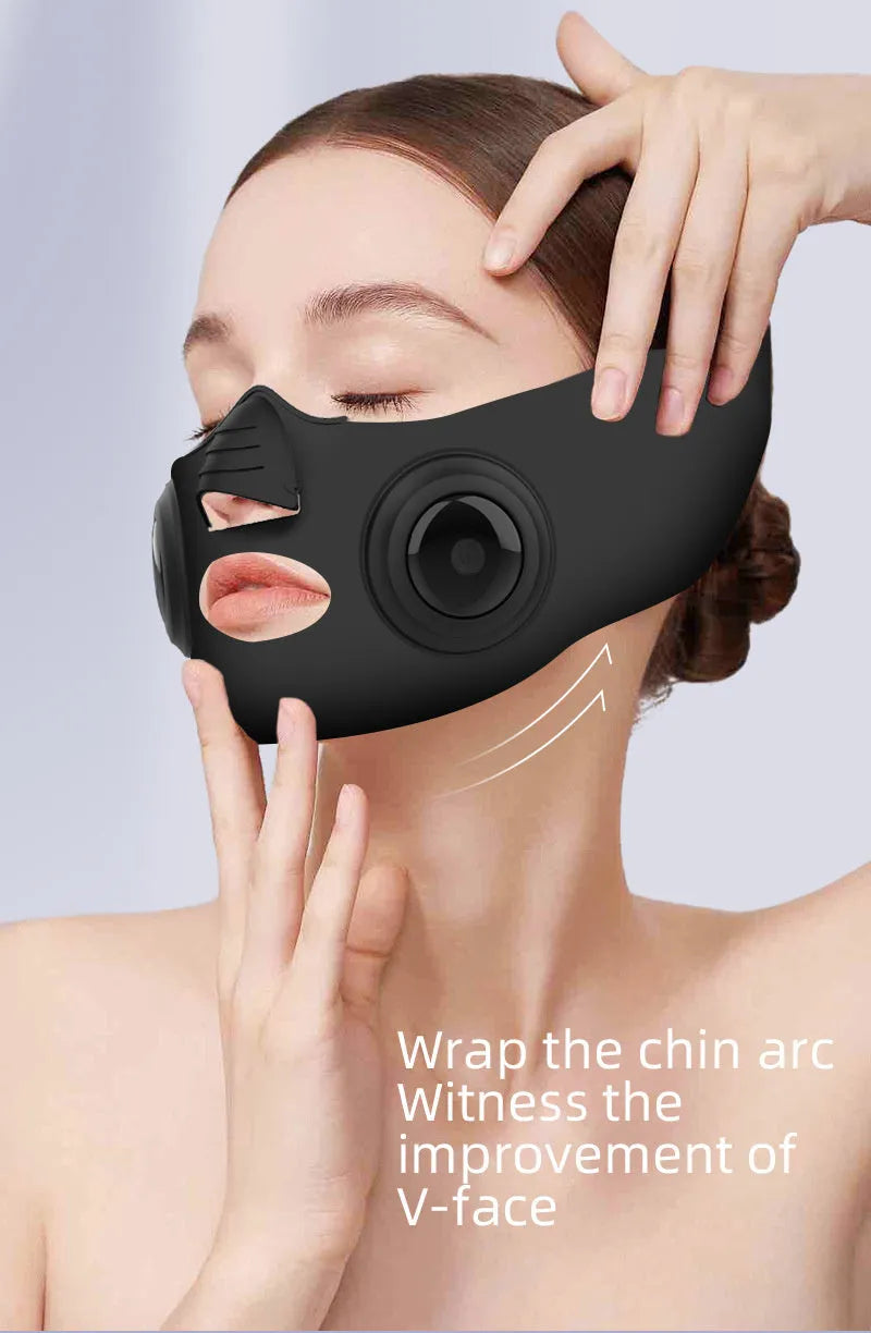 Black photon rejuvenation mask beauty device with USB charging port for home facial treatments