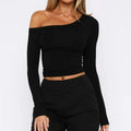 Women's black slim fit long sleeve cardigan with cross shoulder strap detail