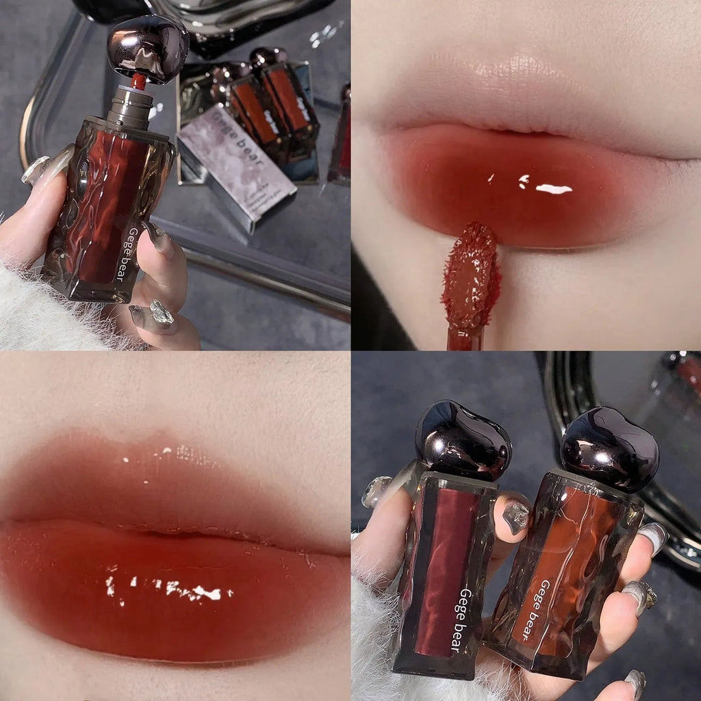 Glacier Lava Lip Lacquer cosmetic product in 7 colour options with mirror applicator