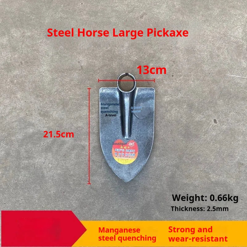 Agricultural flat hoe with pointed steel horse tip for garden weeding
