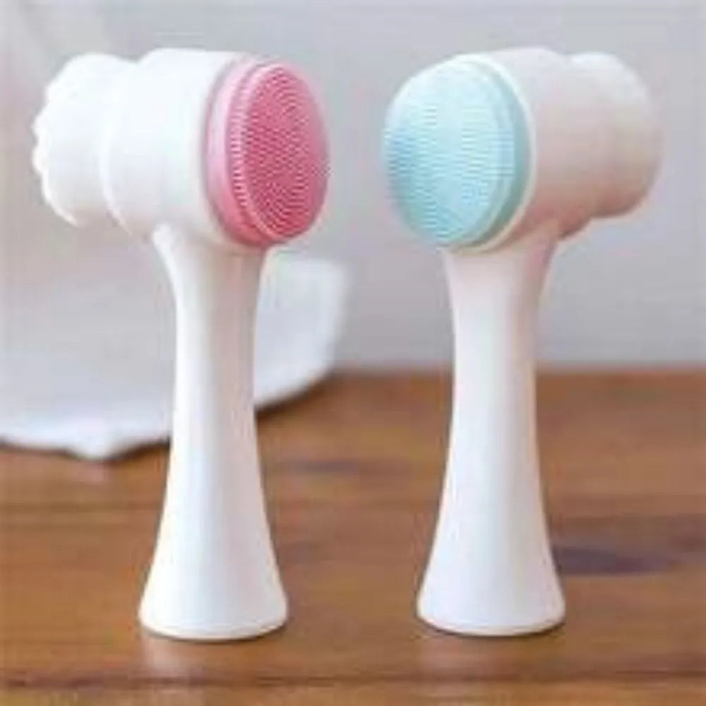 Blue and pink nylon pet paw brush for dog and cat grooming measuring 13.5cm long